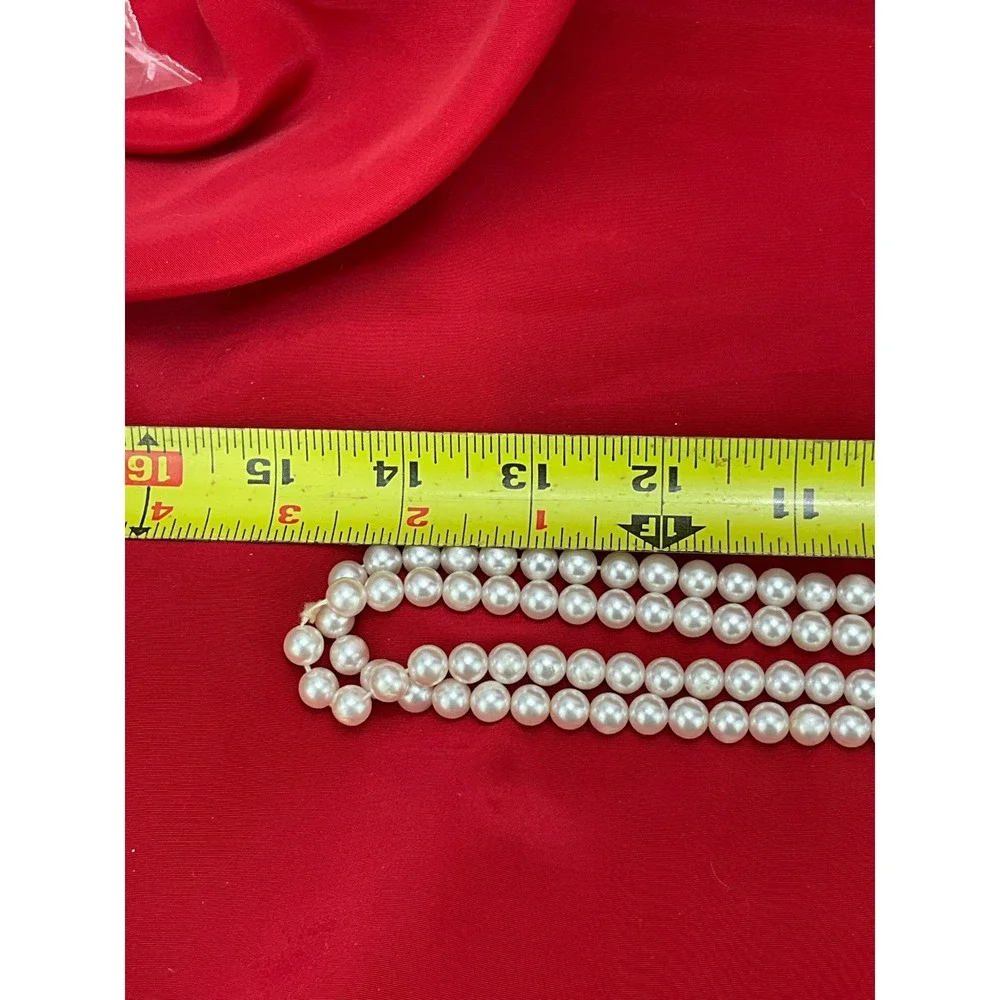Vintage Style Faux Pearl Opera‎ Necklace Long Knotted Cream Round Bead 30 Inch